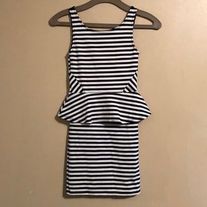 H&M Peplum Black and White Striped Dress